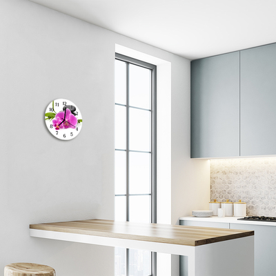 Glass Kitchen Clock Orchid flowers & plants pink