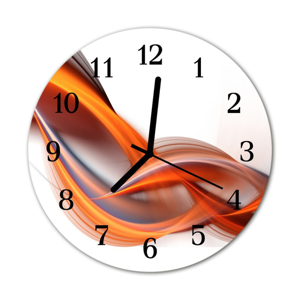 Glass Kitchen Clock Abstract smoke art orange