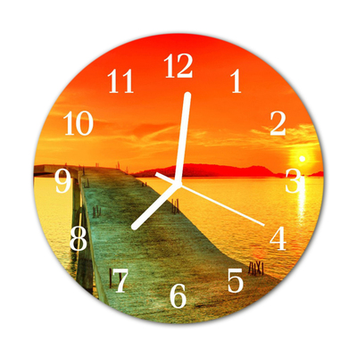 Glass Kitchen Clock Bridge Architecture Orange