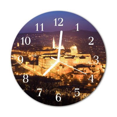 Glass Kitchen Clock City Of Budapest City Gold