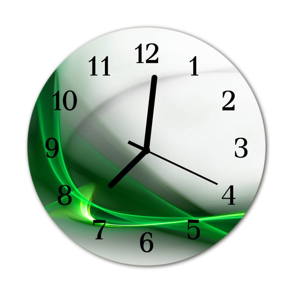 Glass Kitchen Clock Abstract lines art green