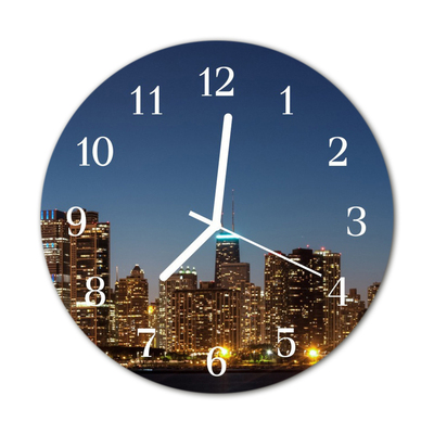 Glass Kitchen Clock Skyline City Multi-Coloured