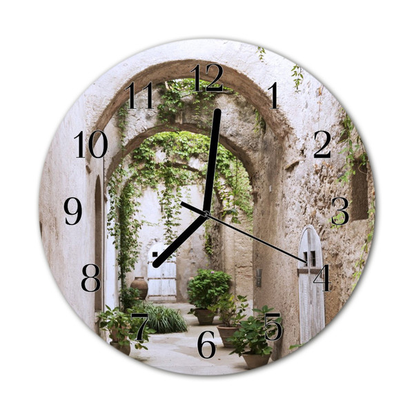 Glass Kitchen Clock Alley plants city multi-coloured