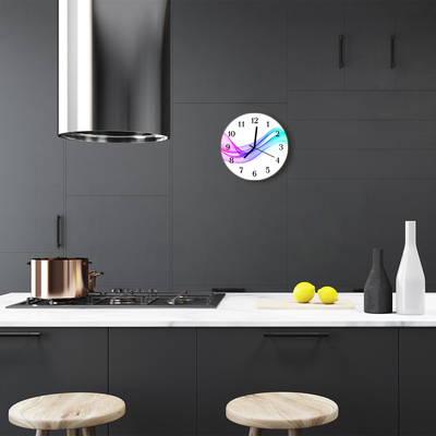 Glass Kitchen Clock Abstract lines art multi-coloured