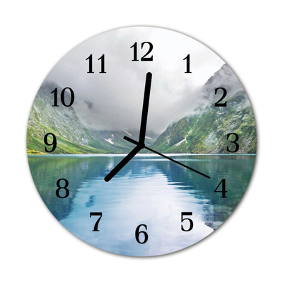 Glass Kitchen Clock Mountains lake landscape multi-coloured