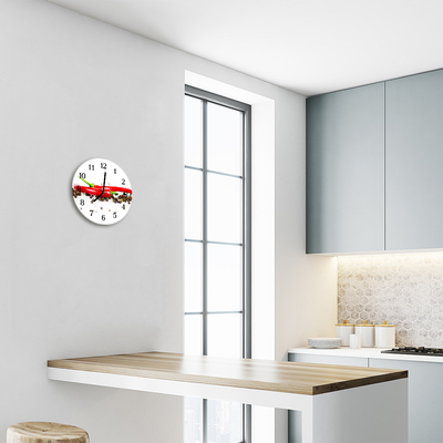 Glass Kitchen Clock Paprika pepper food and drinks red