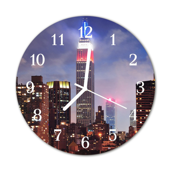 Glass Kitchen Clock Skyline City Multi-Coloured