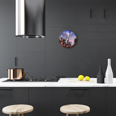 Glass Kitchen Clock Skyline City Multi-Coloured