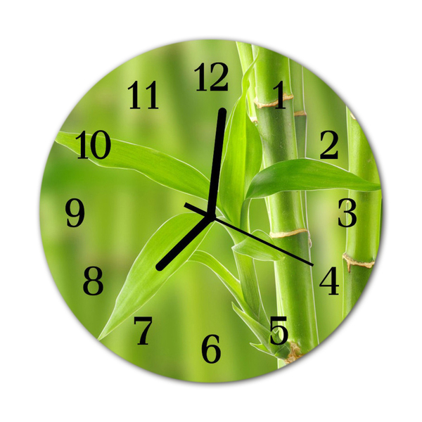 Glass Kitchen Clock Bamboo plant flowers & plants green