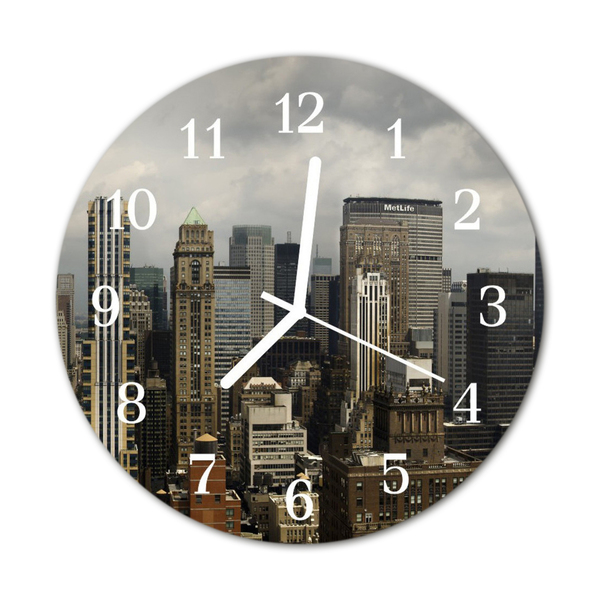 Glass Kitchen Clock Skyline City Multi-Coloured