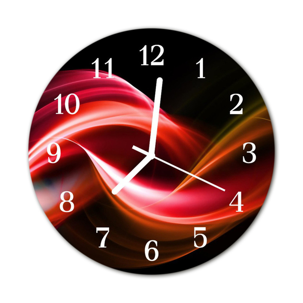 Glass Kitchen Clock Abstract Lines Art Red, Black