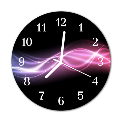 Glass Kitchen Clock Abstract Lines Art Purple, Black