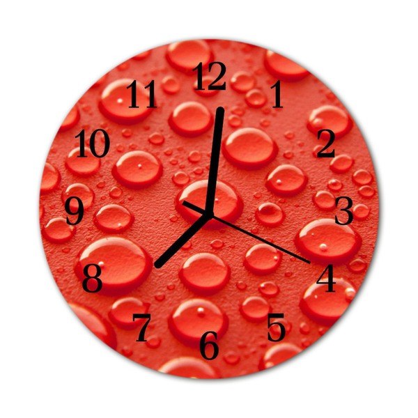 Glass Kitchen Clock Waterdrop nature red