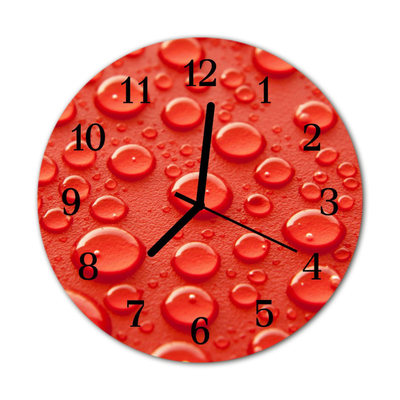 Glass Kitchen Clock Waterdrop nature red