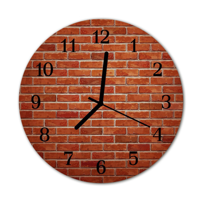 Glass Kitchen Clock Brick wall architecture red