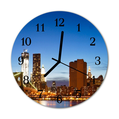 Glass Kitchen Clock Skyline city multi-coloured