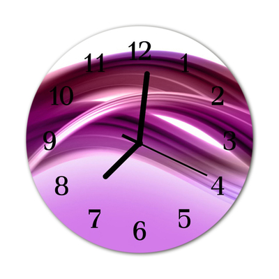 Glass Kitchen Clock Abstract lines art purple