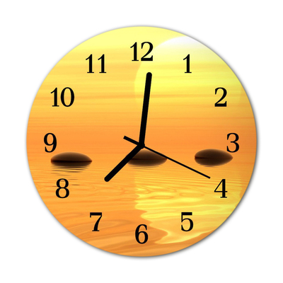 Glass Kitchen Clock Water sun nature orange