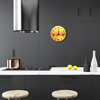 Glass Kitchen Clock Water sun nature orange