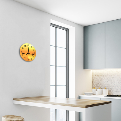 Glass Kitchen Clock Water sun nature orange