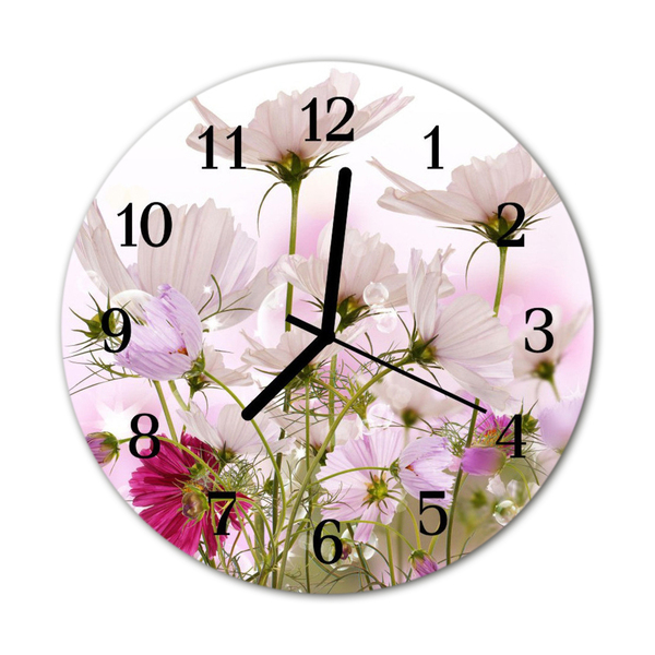 Glass Kitchen Clock Cosmos flowers flowers & plants pink