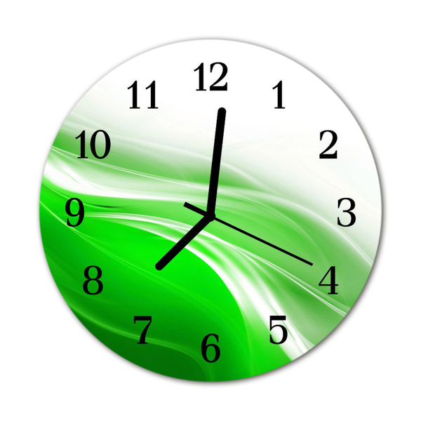 Glass Kitchen Clock Abstract art green