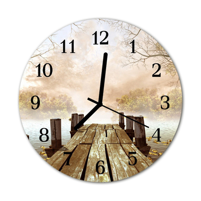 Glass Kitchen Clock Web landscapes brown