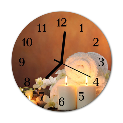 Glass Kitchen Clock Spa candles health white, orange