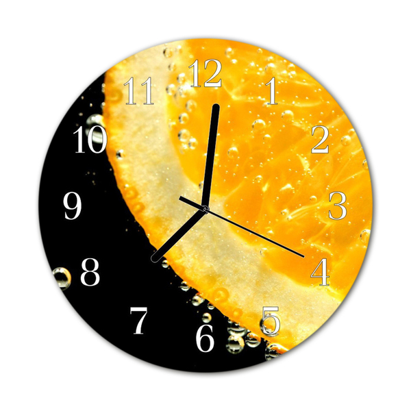 Glass Kitchen Clock Lemon Food and Drinks Yellow