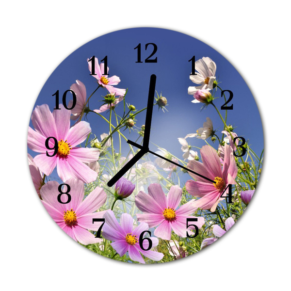 Glass Kitchen Clock Cosmos flowers flowers & plants pink, blue