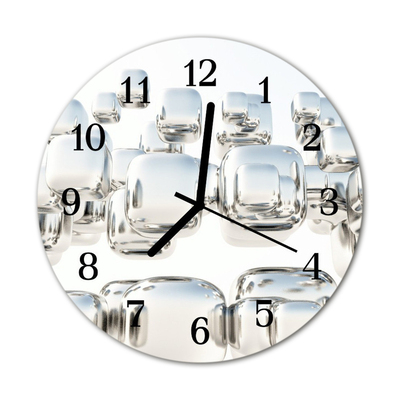 Glass Kitchen Clock 3d cube art white, grey