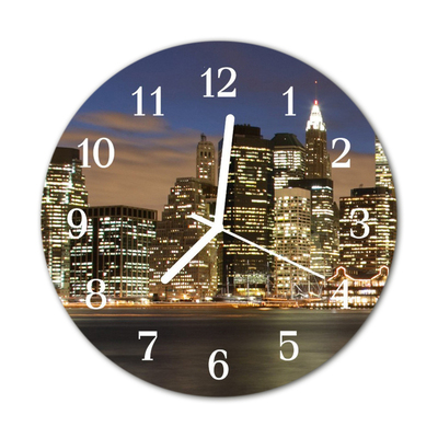 Glass Kitchen Clock Skyline City Multi-Coloured