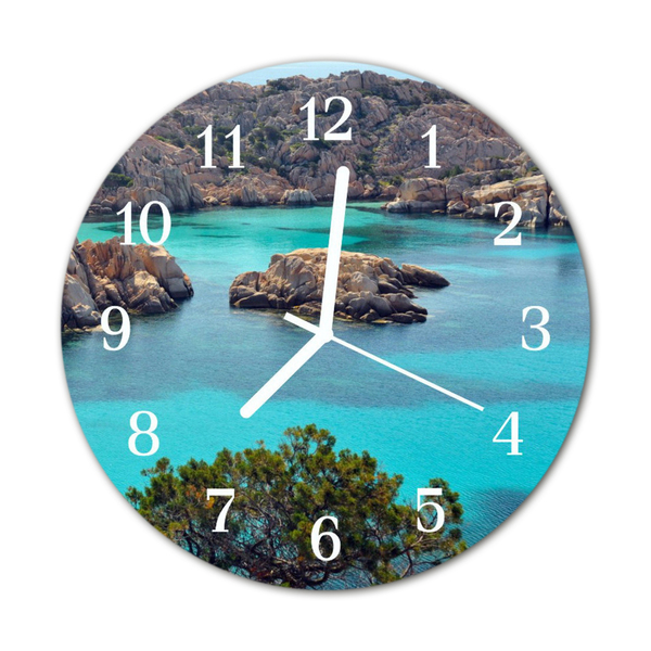 Glass Kitchen Clock Landscape Sea Landscapes Brown, Blue