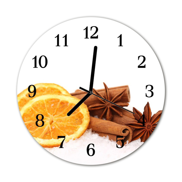 Glass Kitchen Clock Lemon vanilla food and drinks yellow, brown