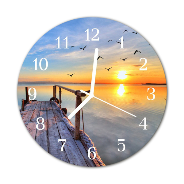 Glass Kitchen Clock Pier Architecture Multi-Coloured