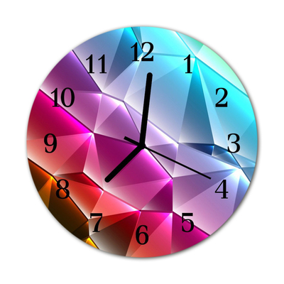 Glass Kitchen Clock 3d pattern art red, blue