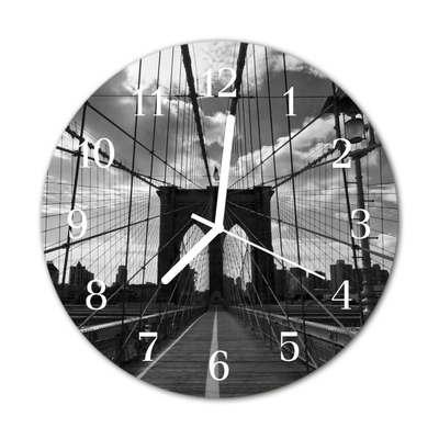 Glass Kitchen Clock Bridge City Grey