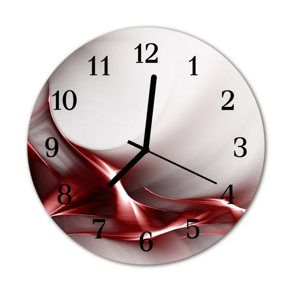 Glass Kitchen Clock Abstract art red, grey
