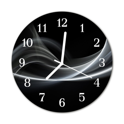 Glass Kitchen Clock Abstract Lines Art Black