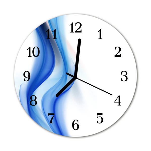 Glass Kitchen Clock Abstract smoke art blue