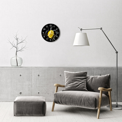 Glass Kitchen Clock Lemon Fruit Yellow