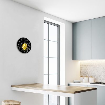 Glass Kitchen Clock Lemon Fruit Yellow