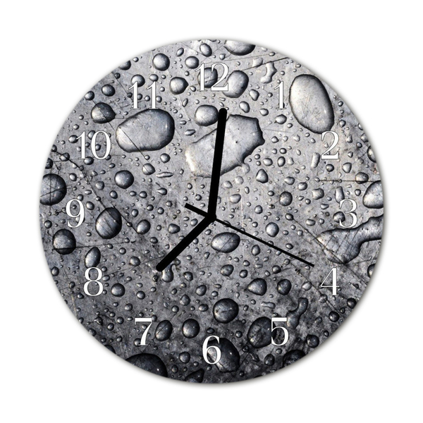 Glass Kitchen Clock Drops Nature Grey