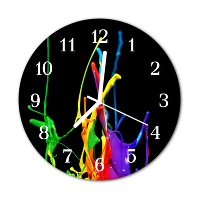 Glass Kitchen Clock Colour Art Multi-Coloured