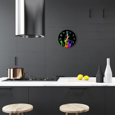 Glass Kitchen Clock Colour Art Multi-Coloured