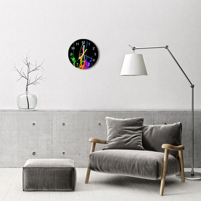 Glass Kitchen Clock Colour Art Multi-Coloured