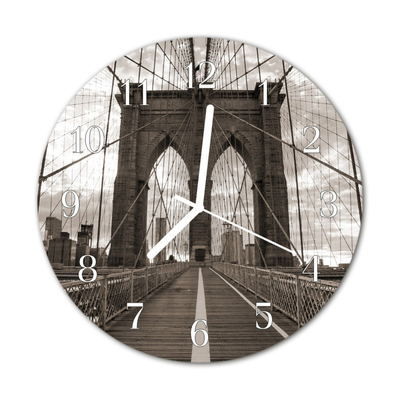 Glass Kitchen Clock Bridge Architecture Grey