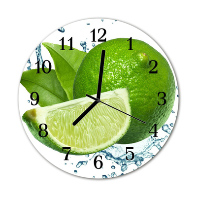 Glass Kitchen Clock Lime fruit green