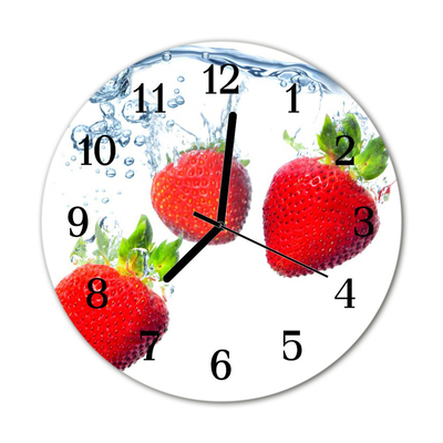 Glass Kitchen Clock Strawberries fruit red