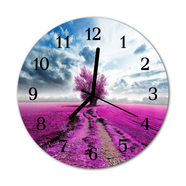 Glass Kitchen Clock Field field purple